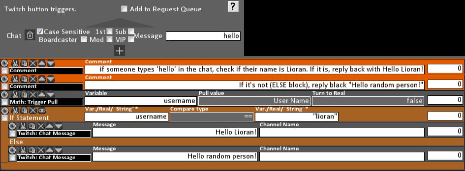 Check if the name of the user who just chatted is Lioran