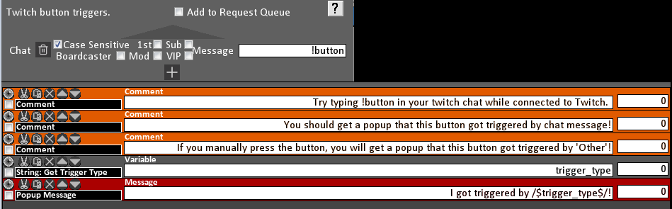 Get a simple popup telling you how your button was triggered